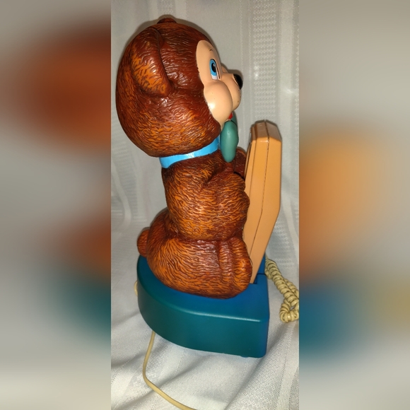 Vintage Teddy Bear Phone telephone PUSH BUTTON 80s Carlton HONG KONG - Picture 8 of 10